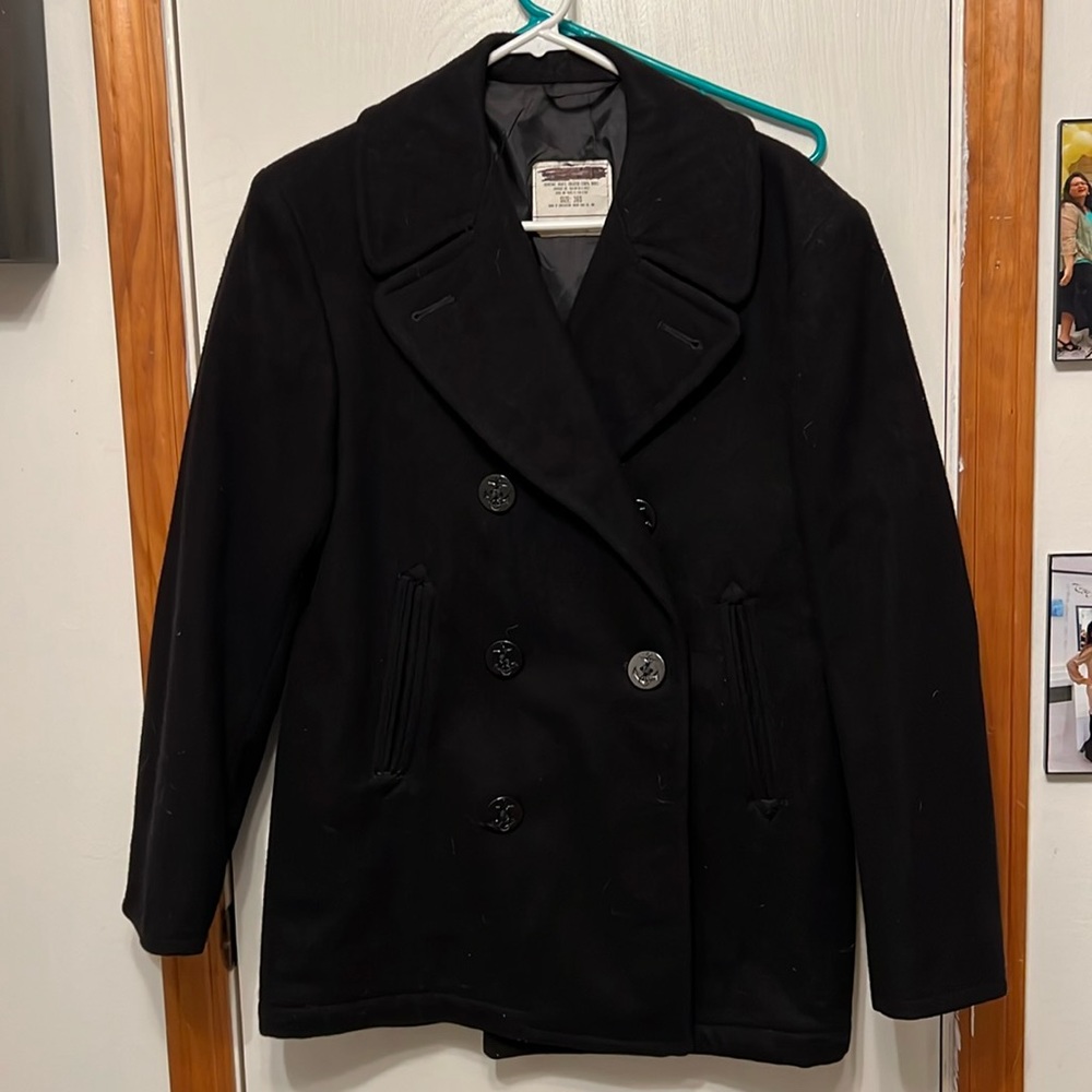 Military Navy Peacoat Dark Blue/ Black